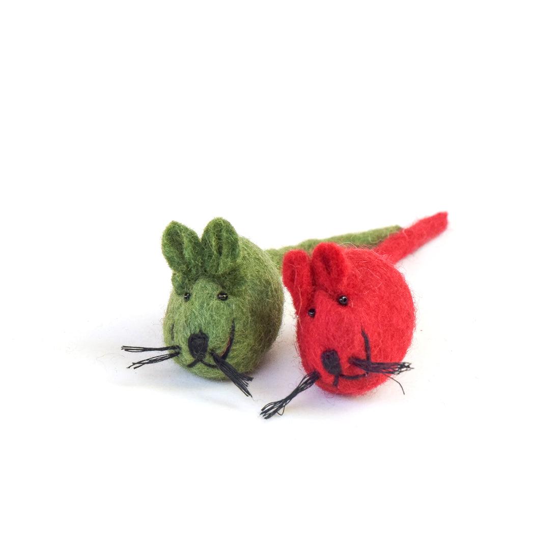 Christmas Mice Toy for Cats - Green and Red - Tara Treasures