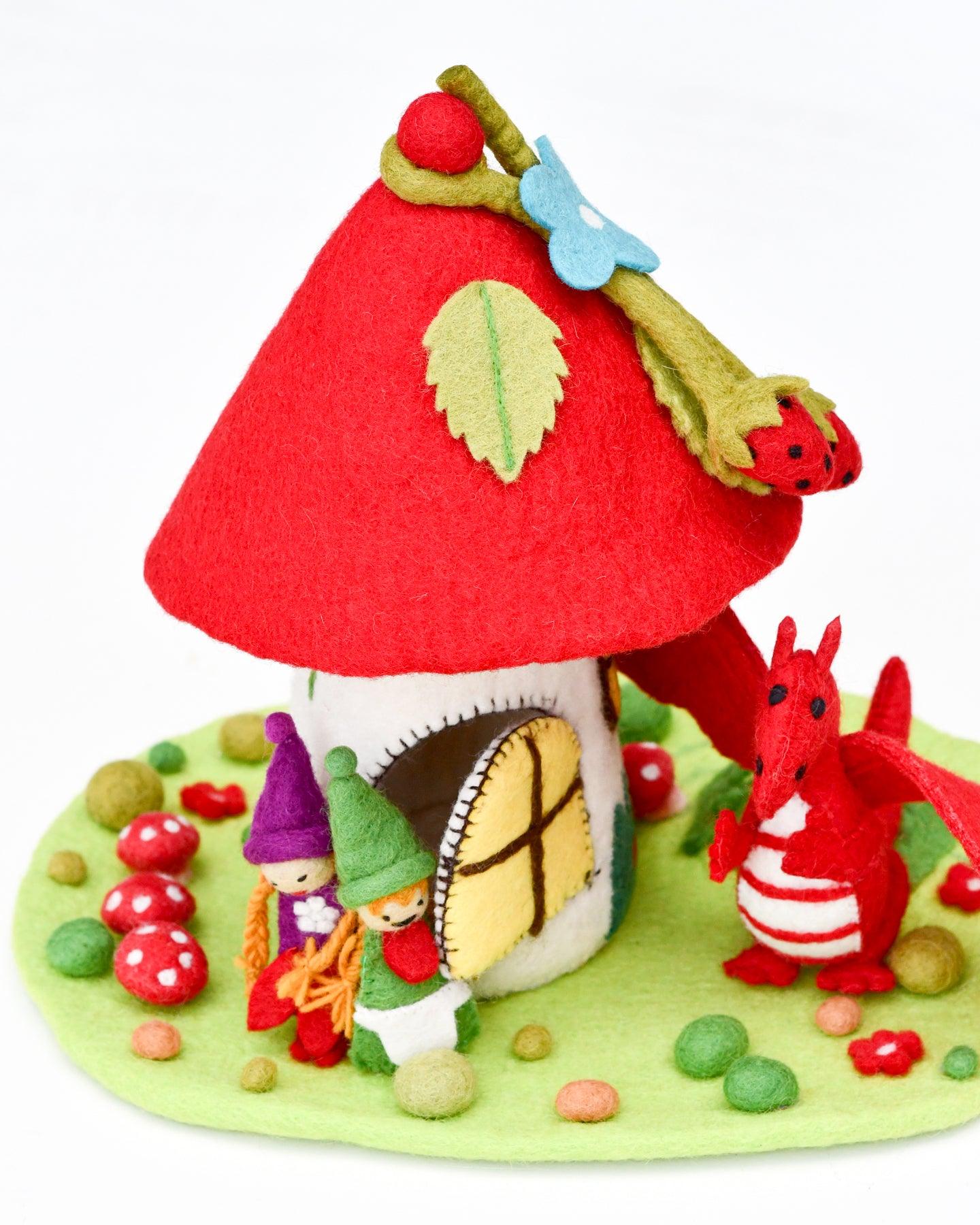 Fairies and Gnomes House - Red Roof - Tara Treasures