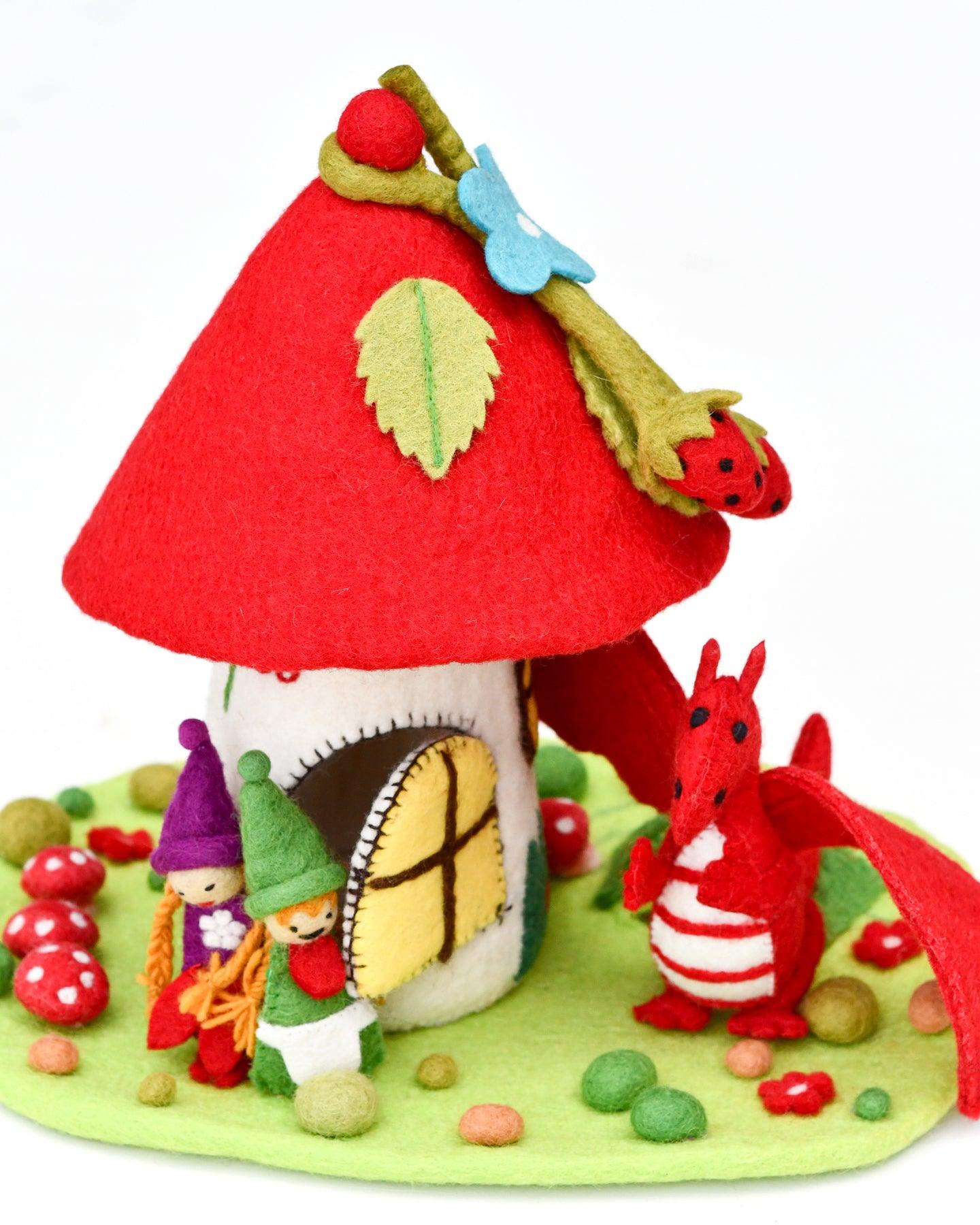 Fairies and Gnomes House - Red Roof - Tara Treasures