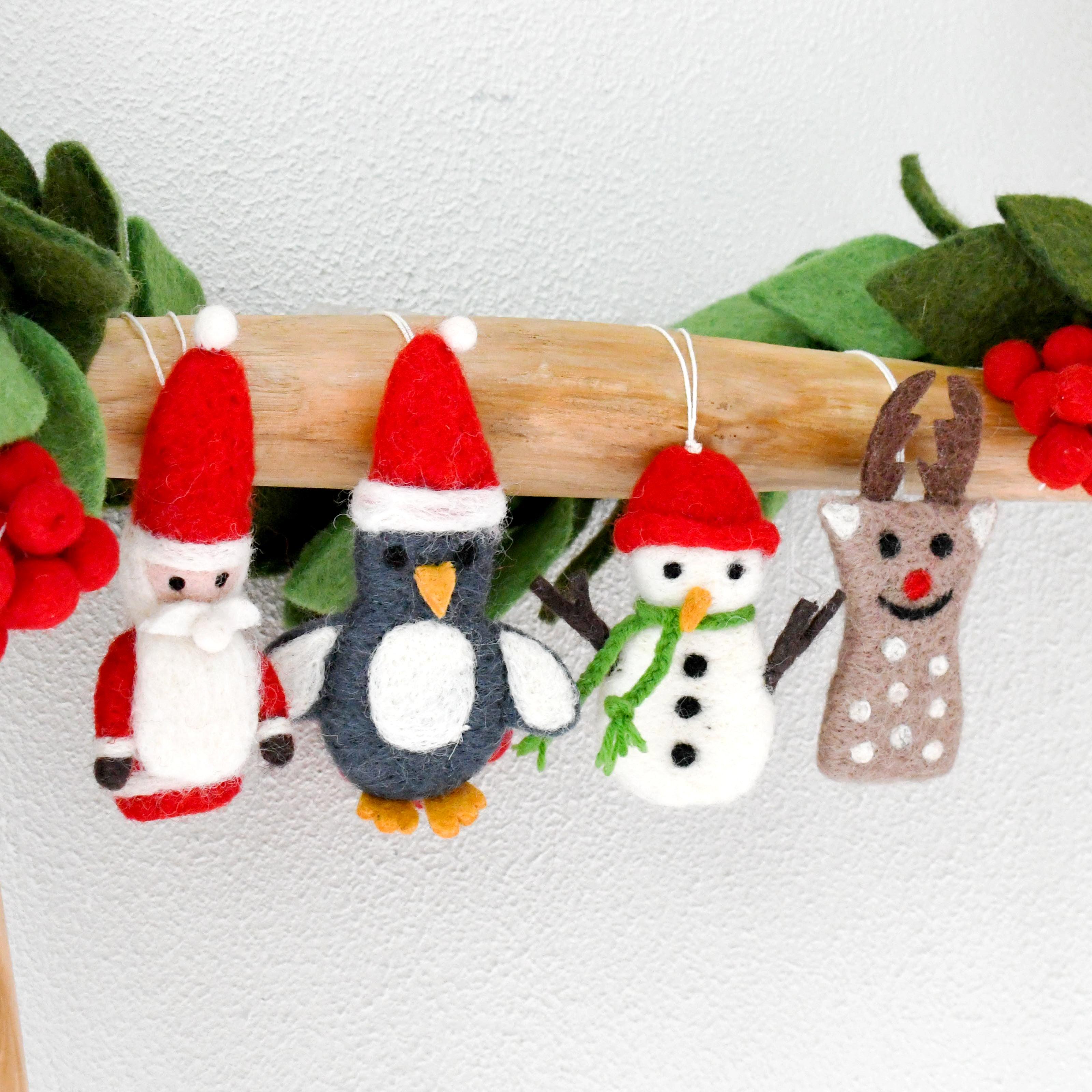 Felt Christmas Ornament Hangings (Set of 4) - Tara Treasures