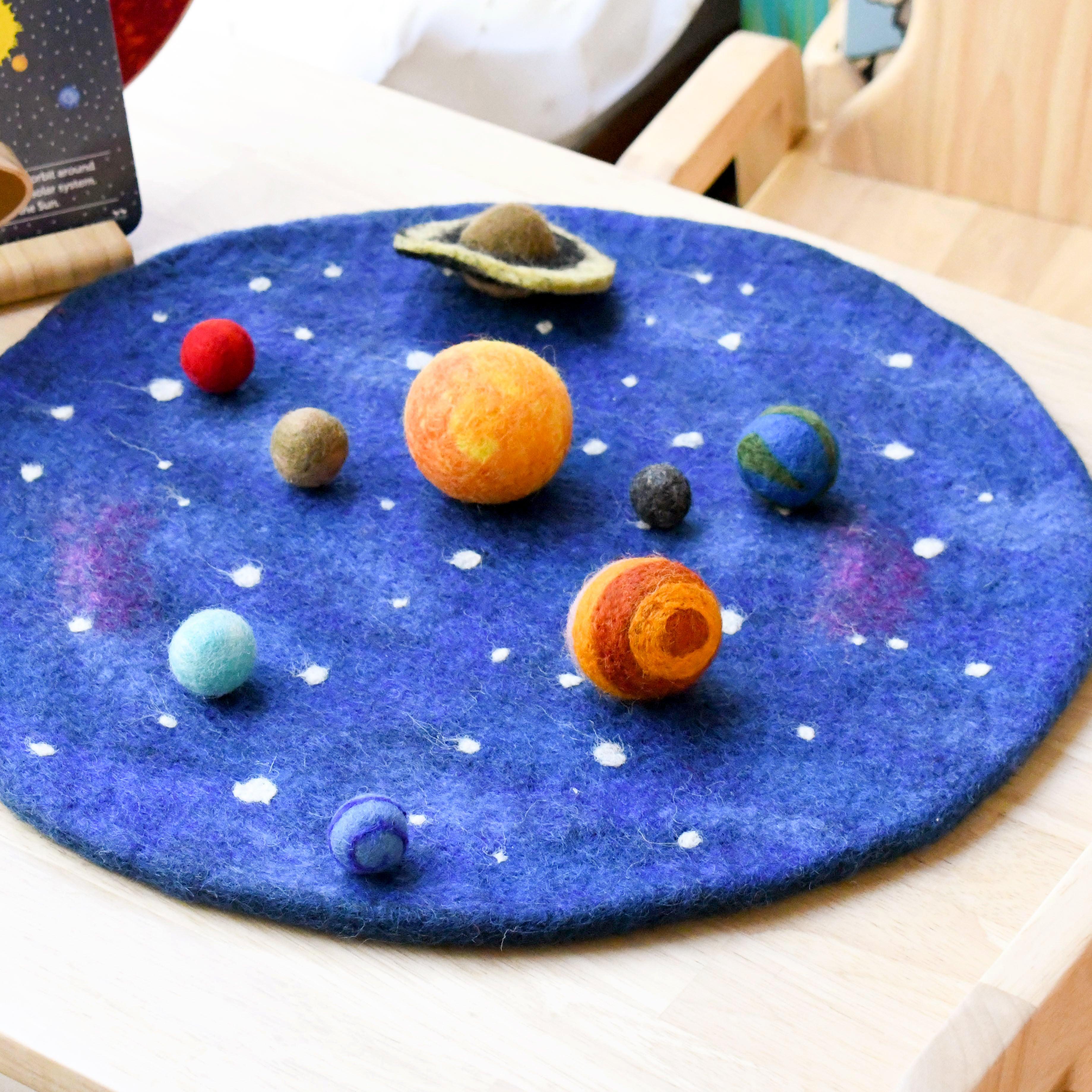 Solar System Outer Space Play Mat with Felt Planets - Tara Treasures