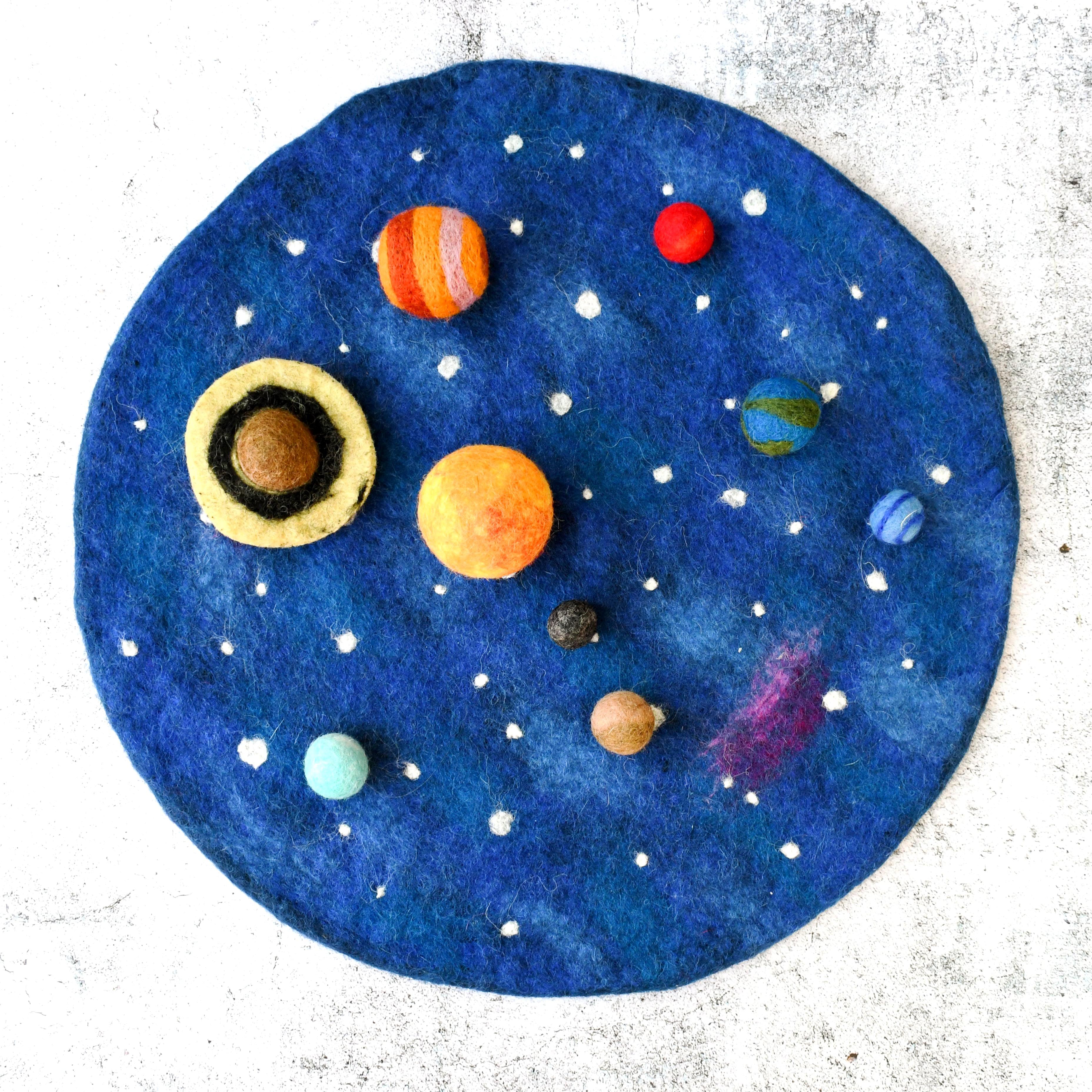 Solar System Outer Space Play Mat with Felt Planets - Tara Treasures