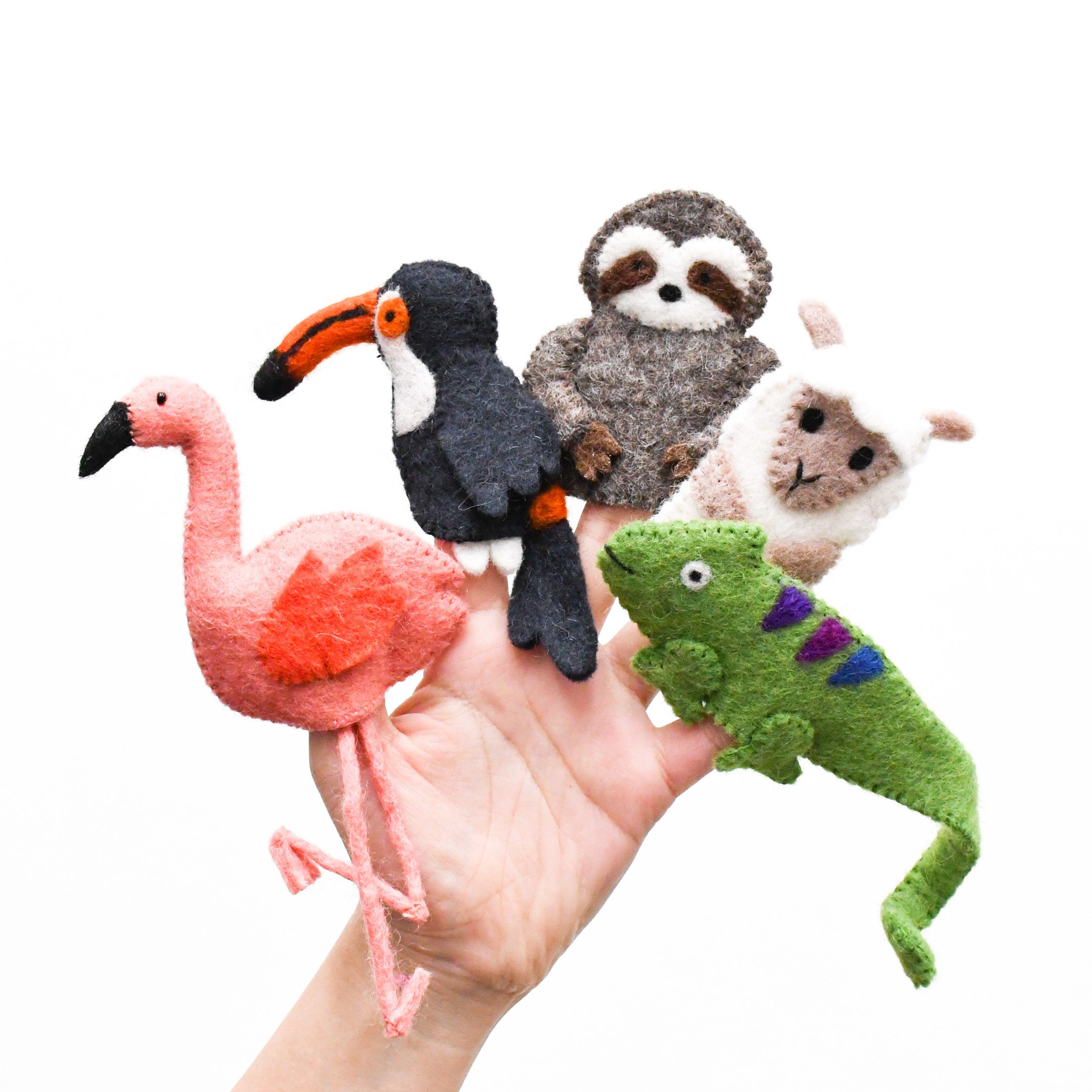 South American Rainforest Animals, Finger Puppet Set - Tara Treasures