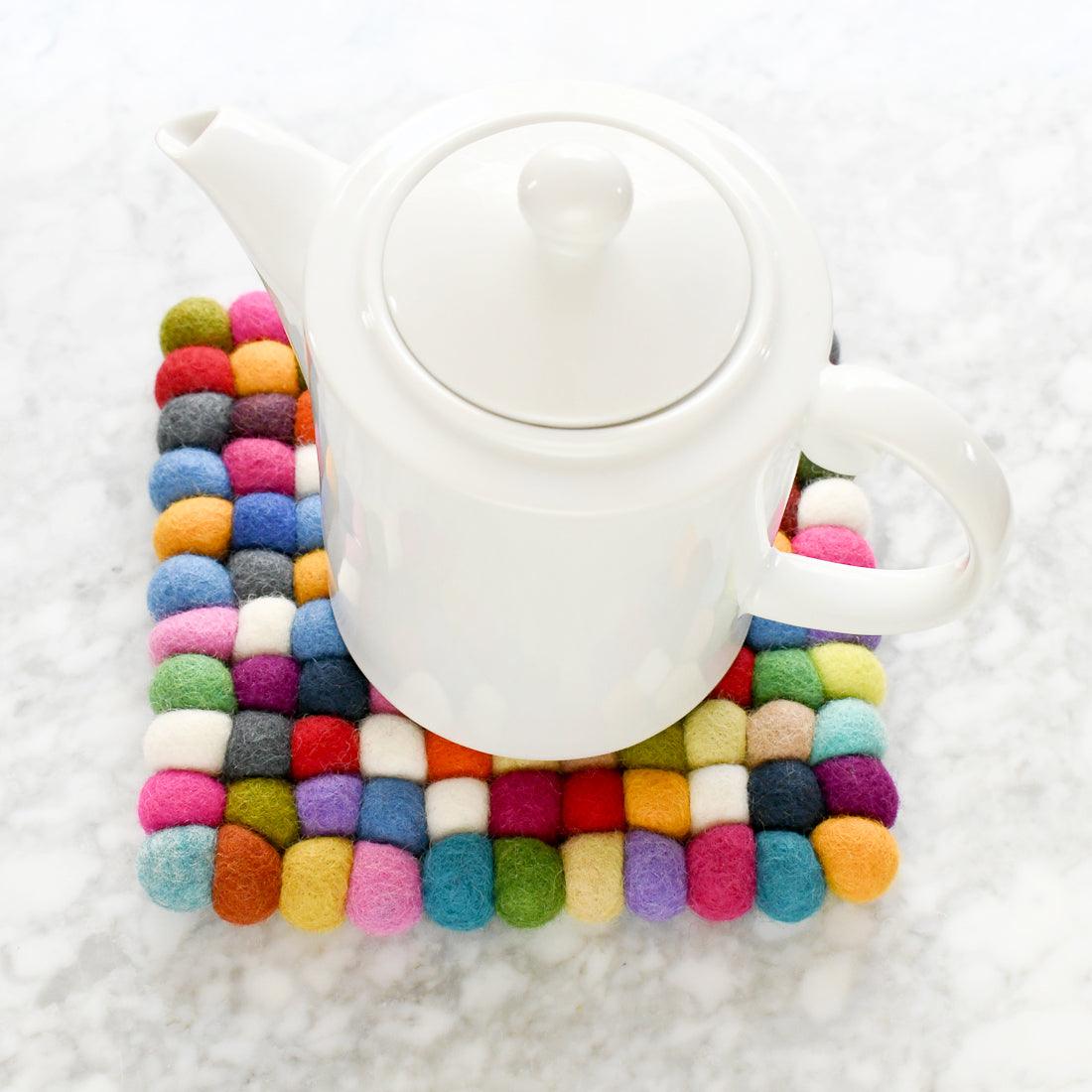 Teapot Trivet - Square Colourful 20cm - Tara Treasures