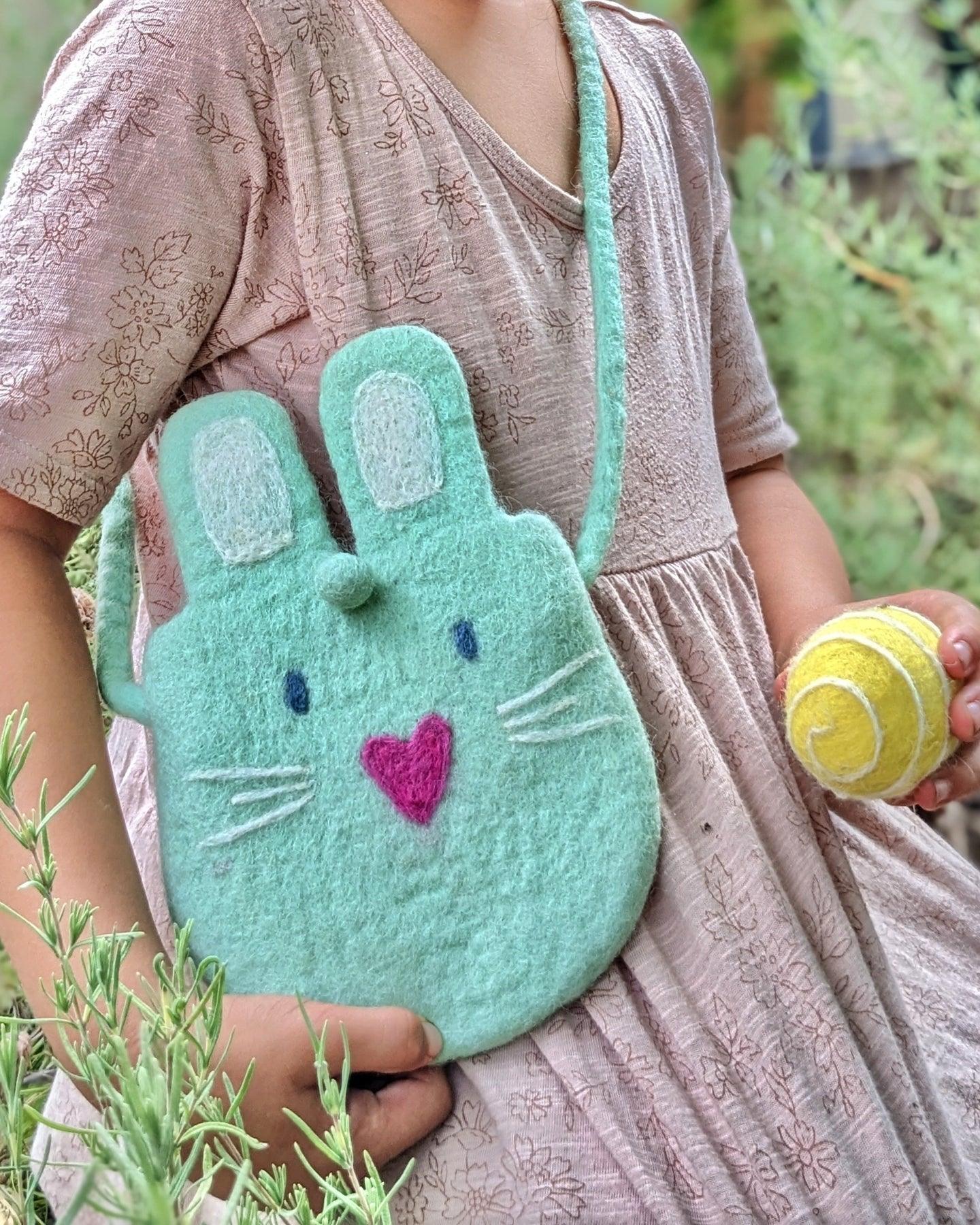 Felt Easter Bunny Bag (Mint Green) - Tara Treasures