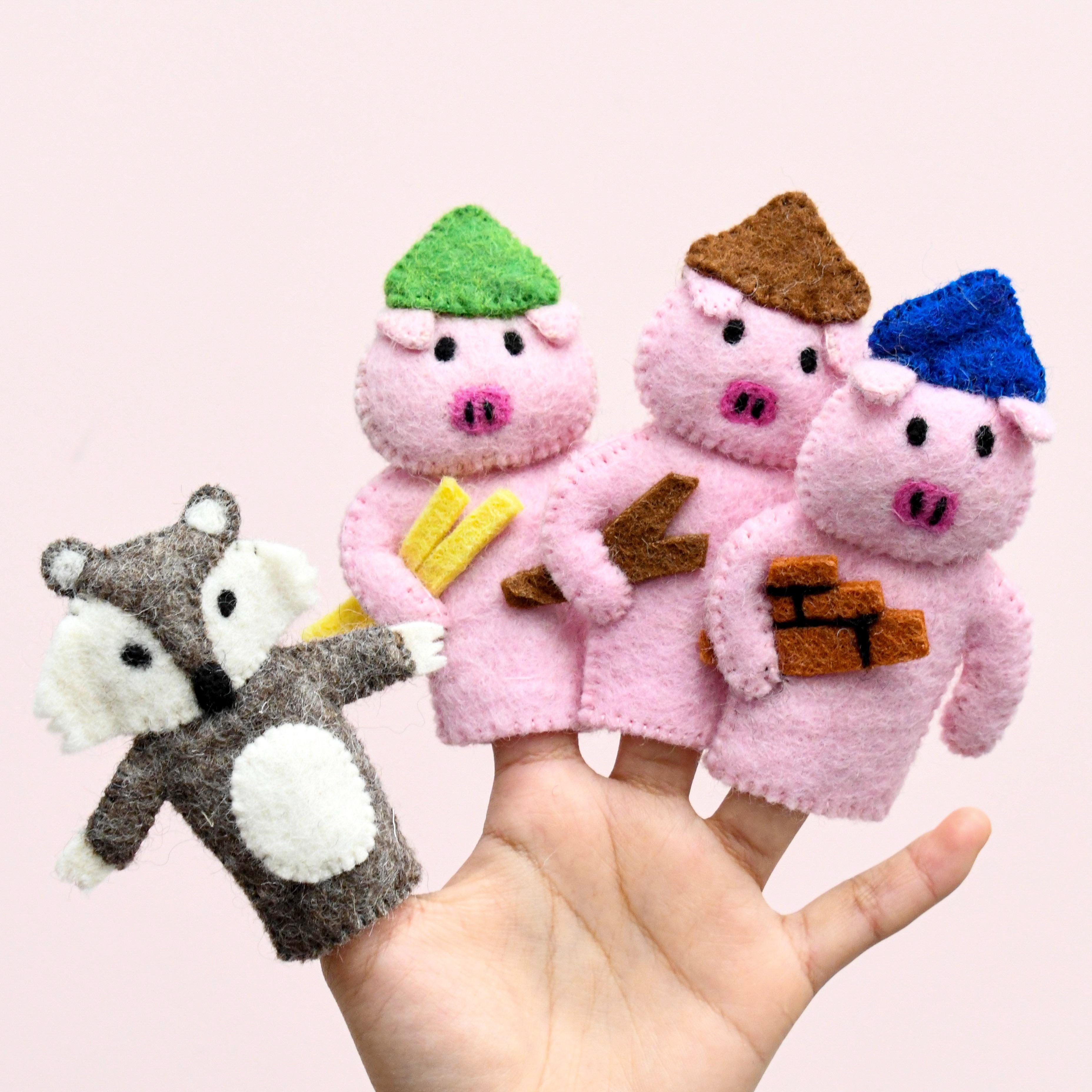 The Three Little Pigs, Finger Puppet Set - Tara Treasures