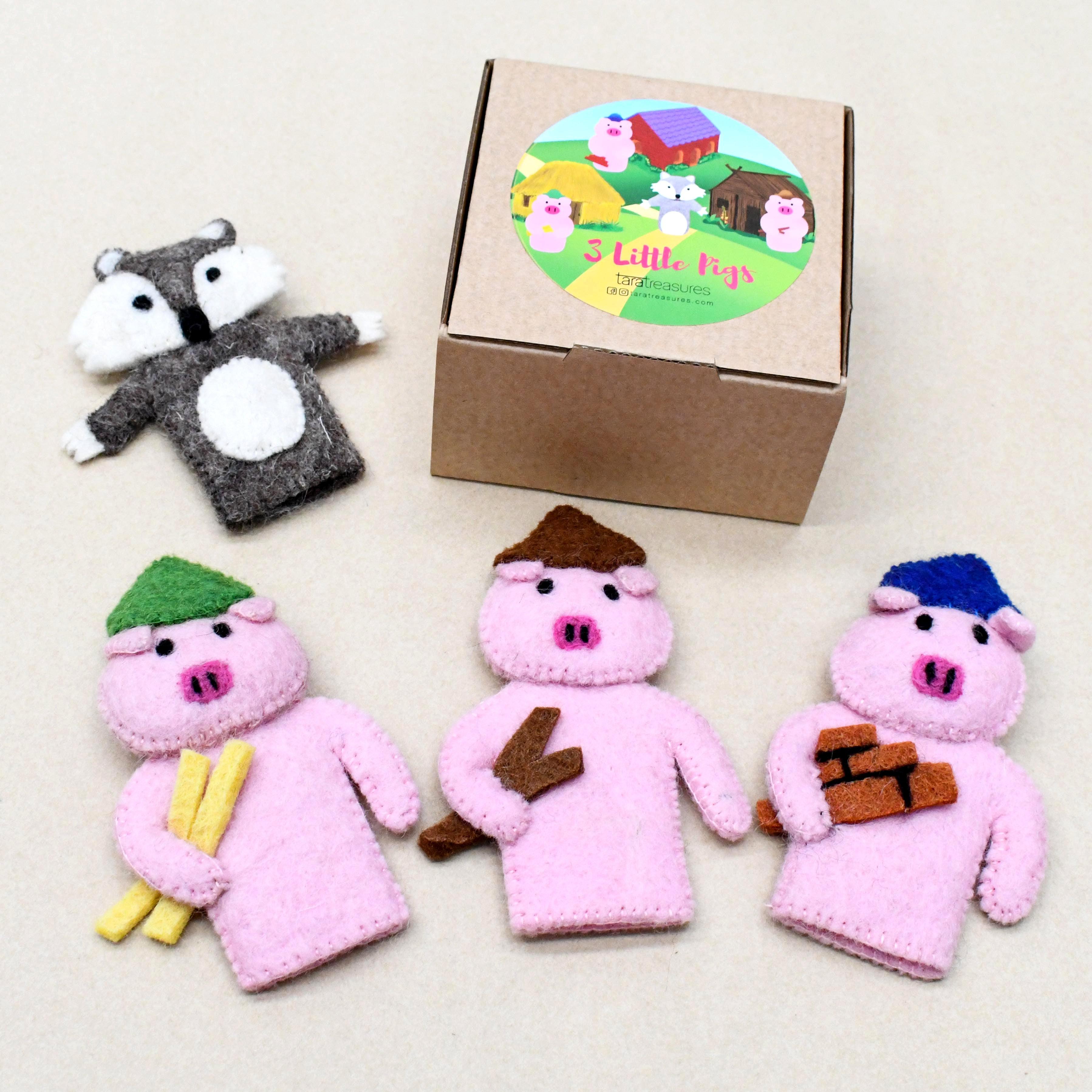 The Three Little Pigs, Finger Puppet Set - Tara Treasures