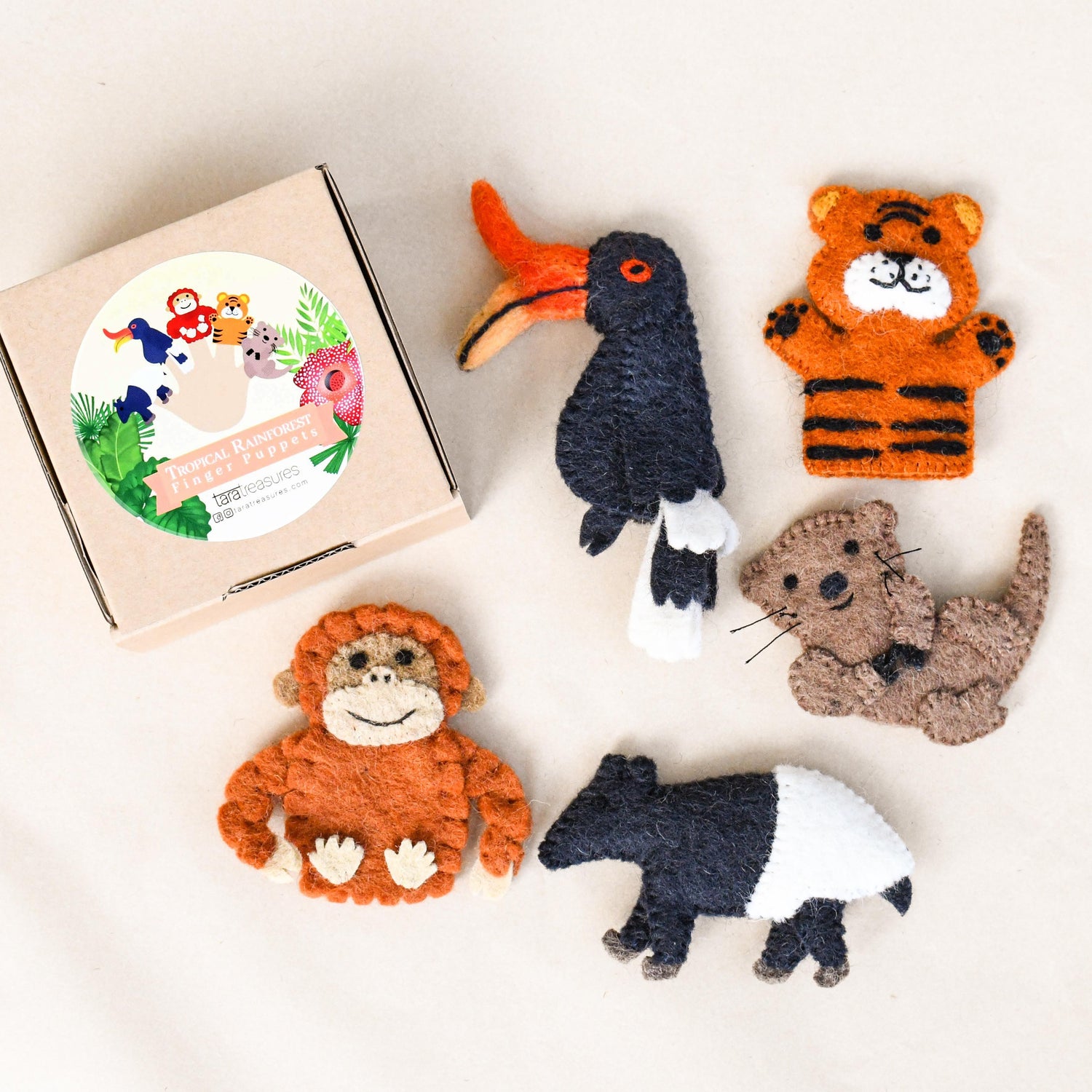 Asian Tropical Rainforest Animals Finger Puppet Set Tara Treasures